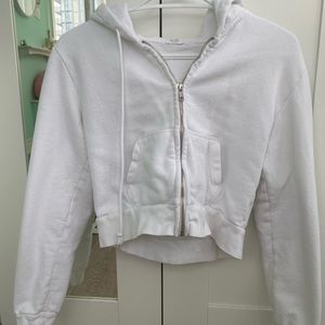 White Brandy Melville crystal hoddie cropped.